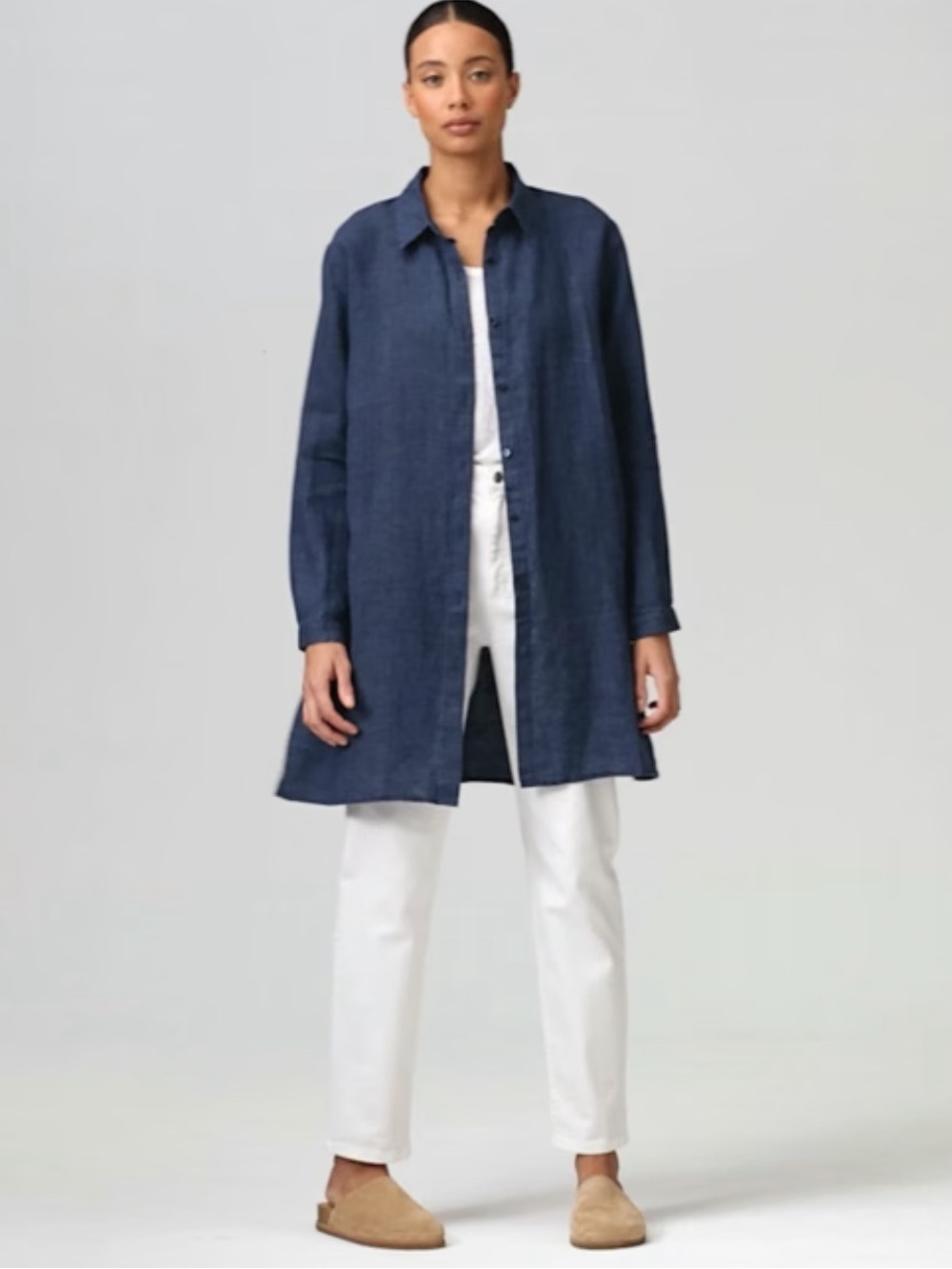 BOGO! Eileen Fisher 100% Linen Jacket Navy Blue Size Medium